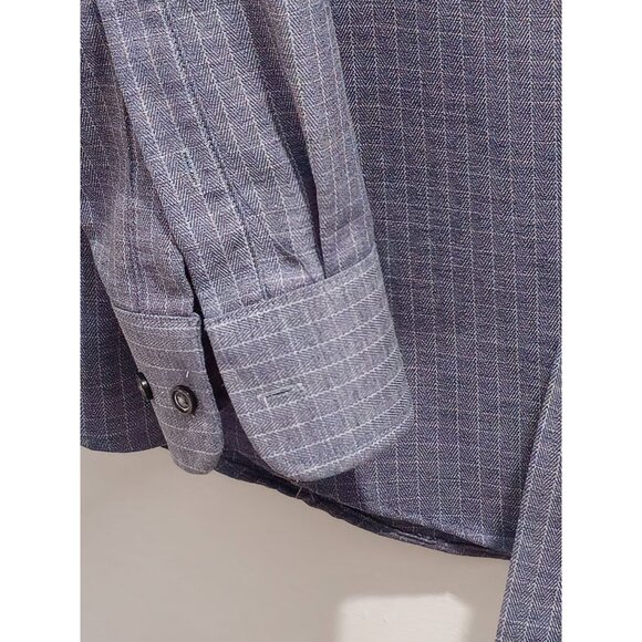 Bill Blass Mens Herringbone Striped Button-Up Shirt 16 34/35 Blue Long Sleeve Co - Picture 5 of 9